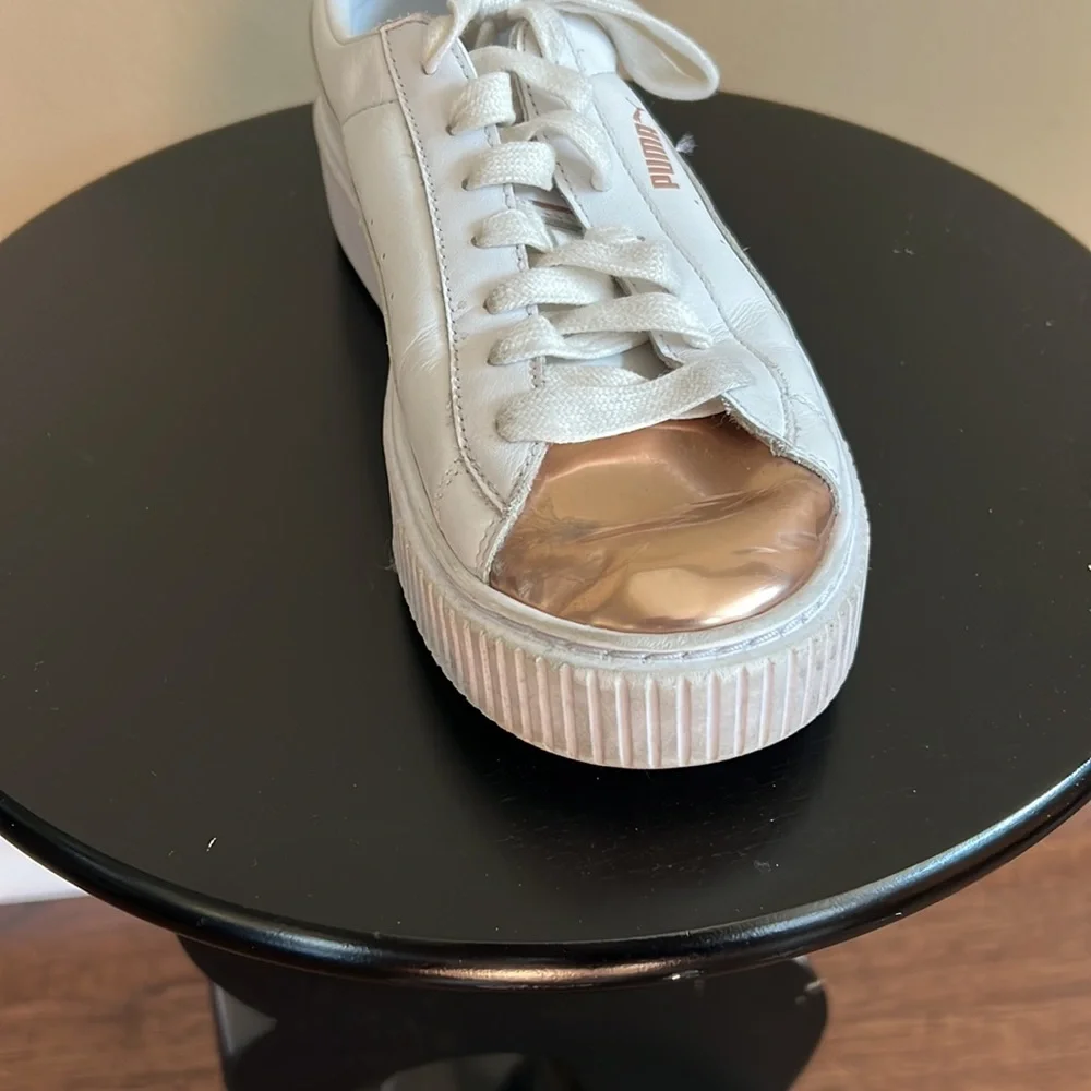 Puma Leather Shoes with Rose Gold Metallic Toe